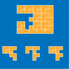 Fototapeta premium Find the Missing Piece. Shape completion questions, Find next shape