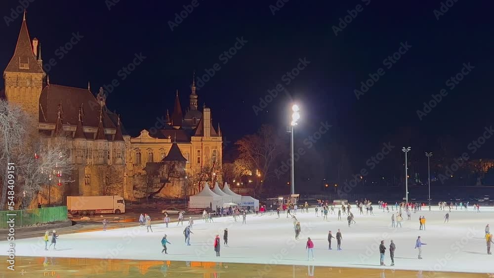 Wall mural Panorama of the evening City Park Ice Rink, Budapest, Hungary