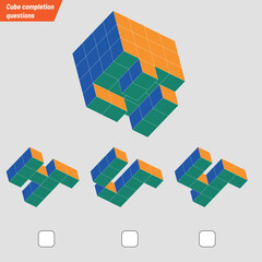 Find the Missing Piece. Shape completion questions, Find next shape