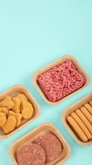 Variety of plant based meat. Plant based vegetarian alternative meat products