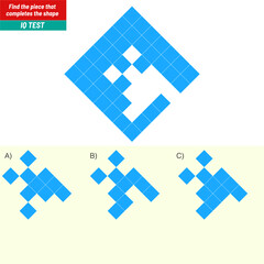 Find the Missing Piece. Shape completion questions, Find next shape