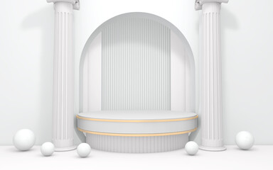 Podium and wall scene abstract background. 3D illustration, 3D rendering	