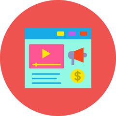 Video Marketing Multicolor Circle Flat Icon