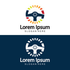 Steering wheel logo. Vector illustration.