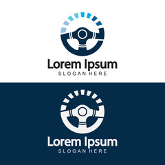 Steering wheel logo. Vector illustration.