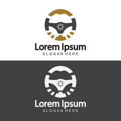 Steering wheel logo. Vector illustration.