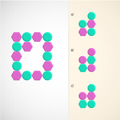 Find the Missing Piece. Shape completion questions, Find next shape