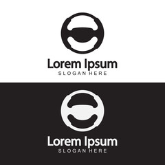 Steering wheel logo. Vector illustration.