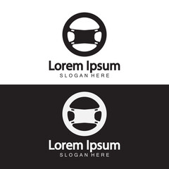 Steering wheel logo. Vector illustration.