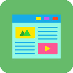 Blog Multicolor Round Corner Flat Icon