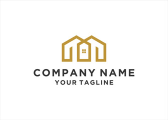 letter m building logo design vector