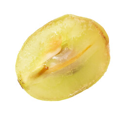 Cut green grape isolated on white background.