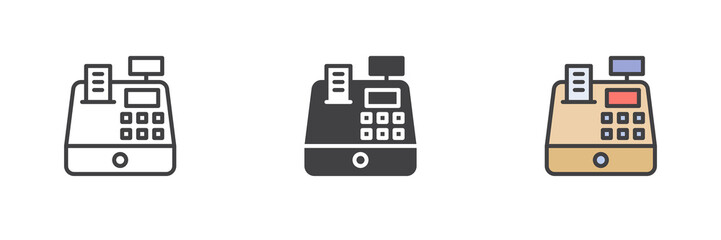 Cash register different style icon set