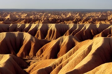 Obraz premium Rocky mountainous deserts. Badlands with geological formations. 