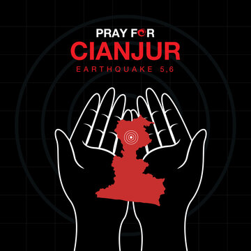 Pray for Cianjur earthquake magnitude 5.6, the symbol of humanity and solidarity for earthquake victims in Cianjur, West Java province of Indonesia