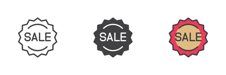Sale sticker different style icon set