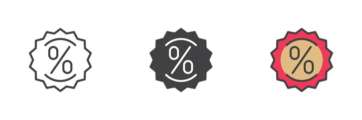 Discount sticker different style icon set