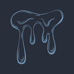 Dripping liquid outline. Contoured illustration of a flowing viscous liquid. Wax, honey, slime. Vector icon.