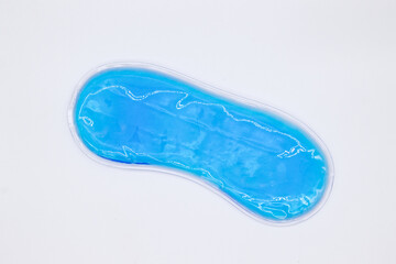 Blue cold eye pack on white background,top view