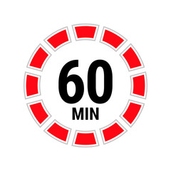 Fototapeta premium 60 minute vector icon, stopwatch symbol, countdown. Isolated illustration with timer.