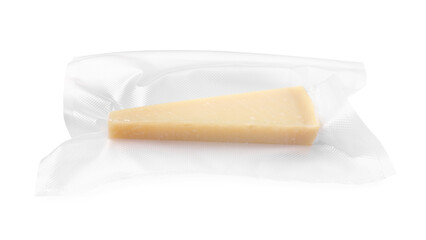 Cheese in vacuum pack isolated on white