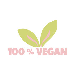 Lettering logo 100% Vegan product stamp for packages and shops.