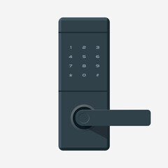 Modern digital door handle with Electronic lock, security door knob flat style. vector
