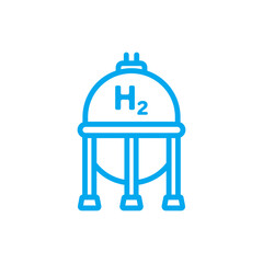 Fototapeta premium Blue hydrogen tank line icon. Hydrogen fuel storage concept. H2 gas tank sphere. Sustainable energy resources. Alternative energy sources. Eco friendly fuel. vector