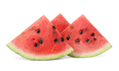 Slices of delicious ripe watermelon isolated on white