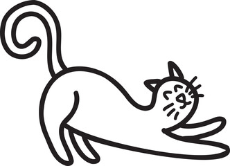 Hand Drawn cat stretching body illustration