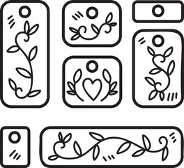 Hand Drawn minimalist style plants photo frame illustration