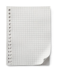 Checkered sheets of paper on white background, top view