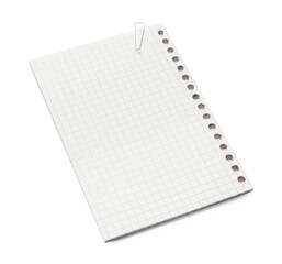 Checkered sheets of paper on white background