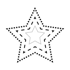 Tracing star shape broken line element for preschool, kindergarten and Montessori kids prewriting, drawing and cutting practice activities in vector illustration