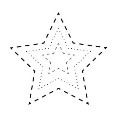 Tracing star shape broken line element for preschool, kindergarten and Montessori kids prewriting, drawing and cutting practice activities in vector illustration