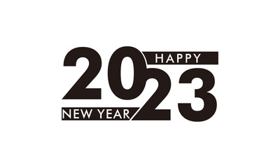 Happy New Year 2023 logo design. New year 2023 text design vector template.