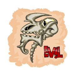 carnivore skull hand draw illustration in grunge back ground