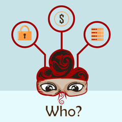 head with icon for savety and financial bussiness symbol