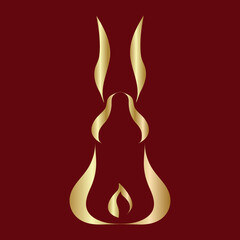 Chinese New Year 2023, the year of the rabbit, red and gold art. Vector illustration