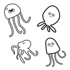 coloring cute octopus pictures of various shapes and expressions