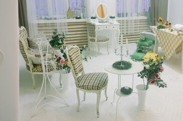 living room with interior in retro style