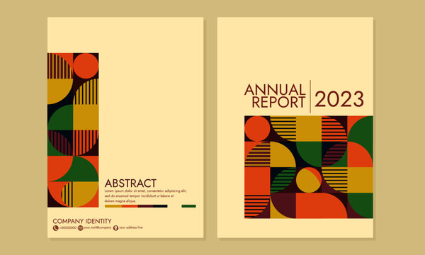 retro Bauhaus cover design. Abstract modern annual report templates geometric swiss pattern circle square lines. for book covers, journals, catalogs, poster
