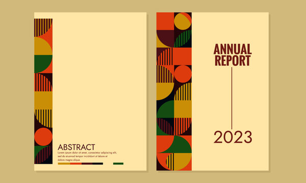 retro Bauhaus cover design. Abstract modern annual report templates geometric swiss pattern circle square lines. for book covers, journals, catalogs, poster