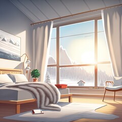 Scandinavian Interior Of Bedroom Concept Design