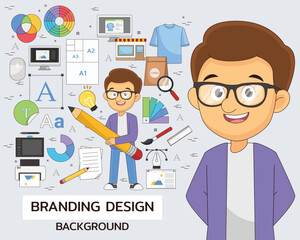 Branding design concept background. Flat icons.