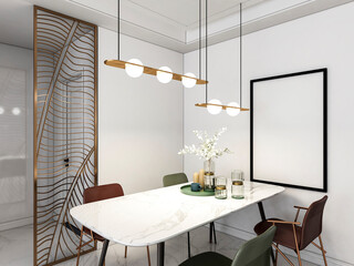3D rendering, Nordic wooden style restaurant design