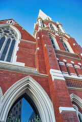 Albert Street Uniting Red Church on a beautiful sunny day, Brisbane - Australia