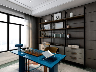 Obraz premium 3D rendering, Nordic wooden table design