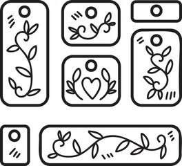 Hand Drawn minimalist style plants photo frame illustration