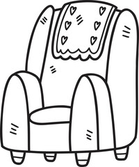 Hand Drawn Armchairs and blankets with heart prints illustration